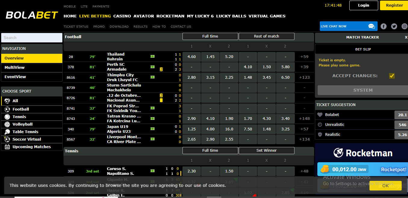 Bolabet kaszinó interfész